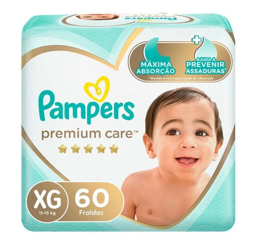 Fralda Pampers Premium Care XG 60 unidades