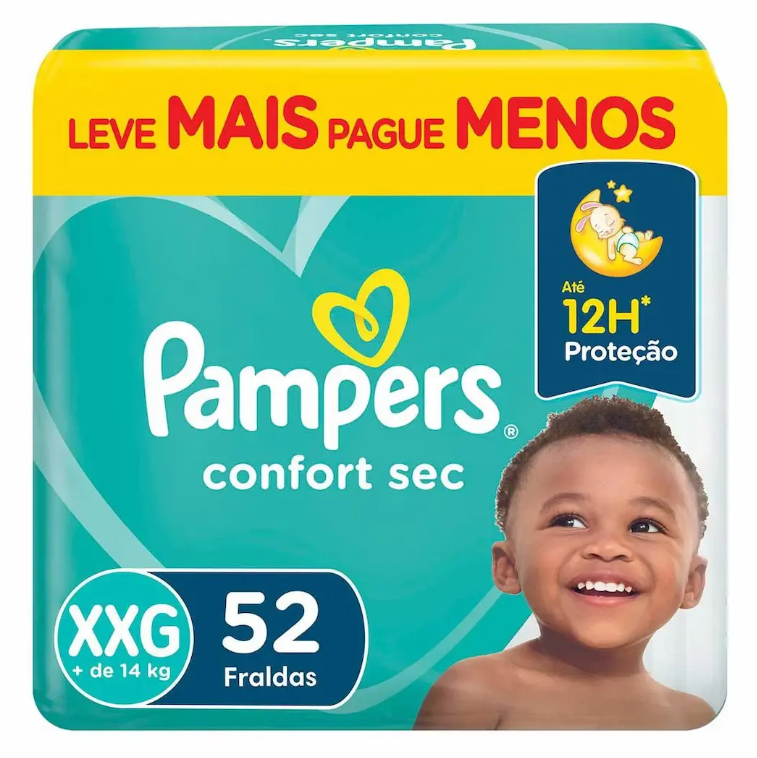 Fralda Pampers Confort Sec XXG Com 52 Unidades