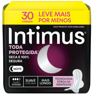 Absorvente Intimus Noturno Toda Protegida Cobertura Suave Com Abas 30 unidades